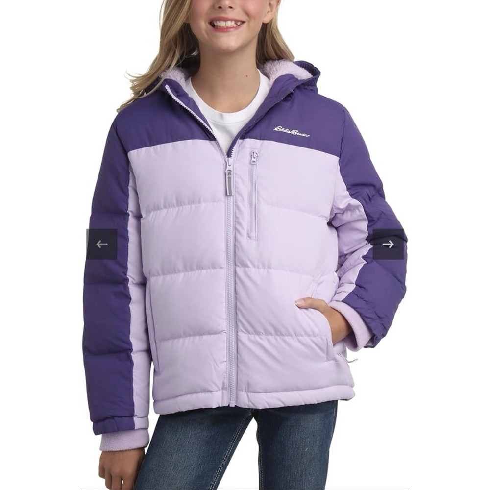 Eddie Bauer Kids Classic Down Puffer Jacket Pastel Lilac‎ Medium Outerwear NEW